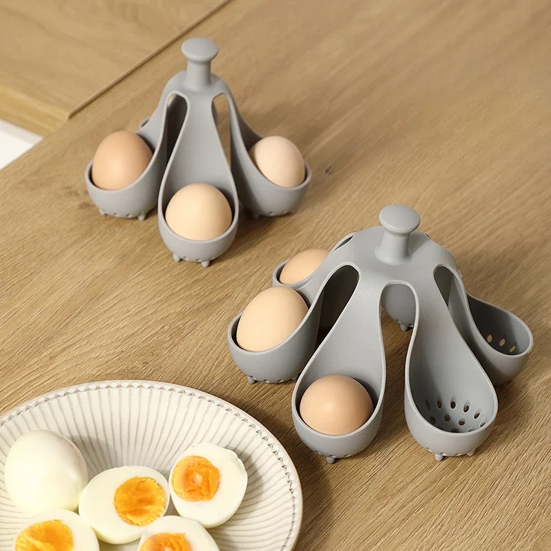 

4/6 Holes Silicone Egg Boiler Rack Freestanding Egg Boiler Household Steamed Eggs Tray Cooker Kitchen Portable Storage Gadgets