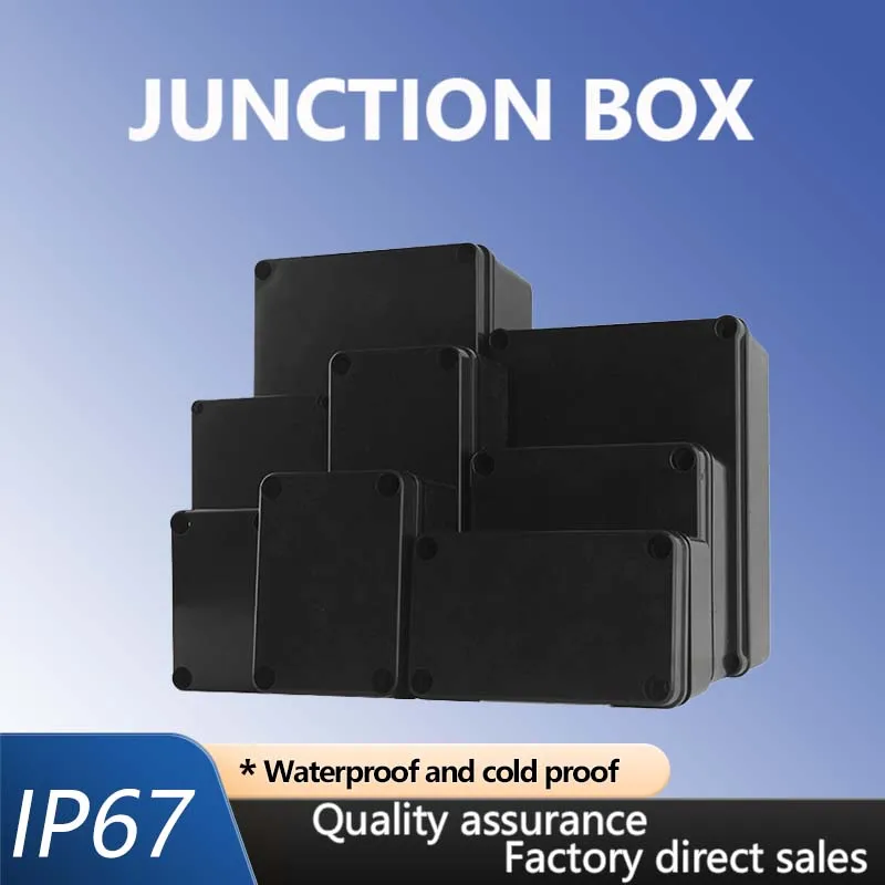 IP67 Plastic Waterproof Black Outdoor Waterproof Junction Box Flame Retardant Outdoor Rainproof Sealed Case Over the Line