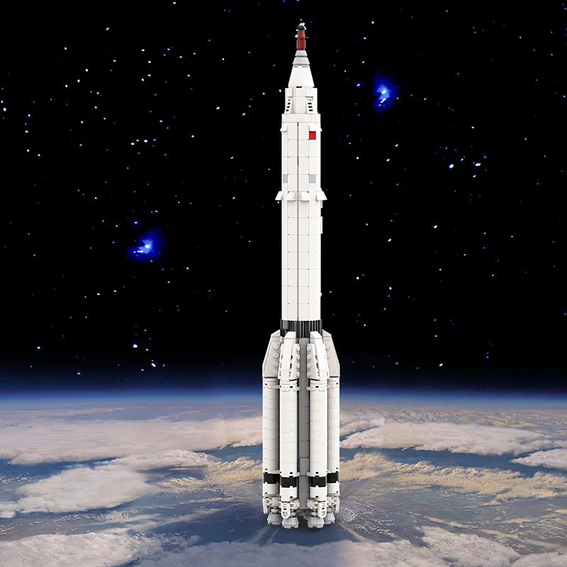 مكعبات بناء Gobricks MOC-102952 Proton K [مقياس Saturn V 1:11] مع ألعاب تعليمية على شكل حرفة الفضاء الدائرية LK-1