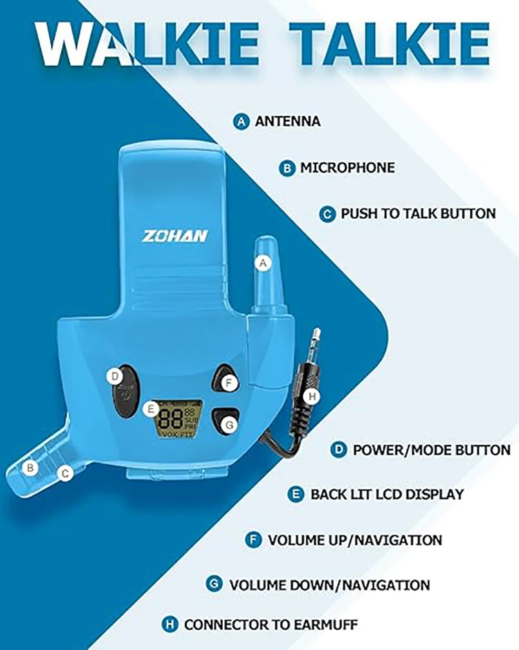 Imagem -05 - Adaptador Zohan-walkie Talkie para Filmagem Eletrônica com Microfone Integrado Alcance de Milhas 22 Canais ao ar Livre