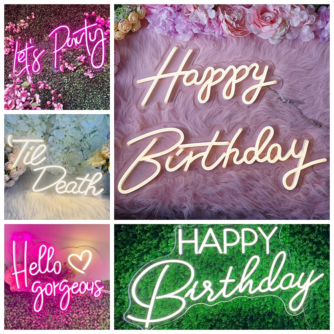 Happy Birthday Neon Signs Dimmable Neon Light Sign for Wall Decor 22