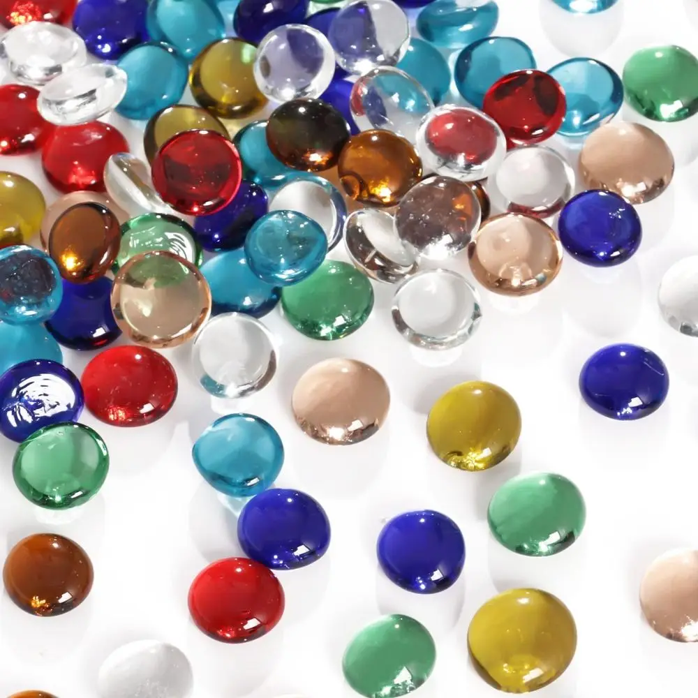 Glass Pebbles Vase Filler Beads Light Reflecting Mixed Color Flat Glass Beads Decorative Glass Stones Crystal Balls