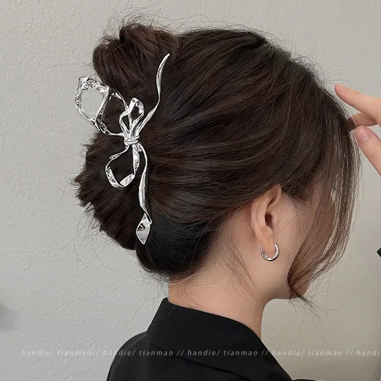 Fashion Bow Ladies Hair Clip Metal Geometric Simple Hair Shark Clip Korean Version Sweet and Cute Butterfly Headwear