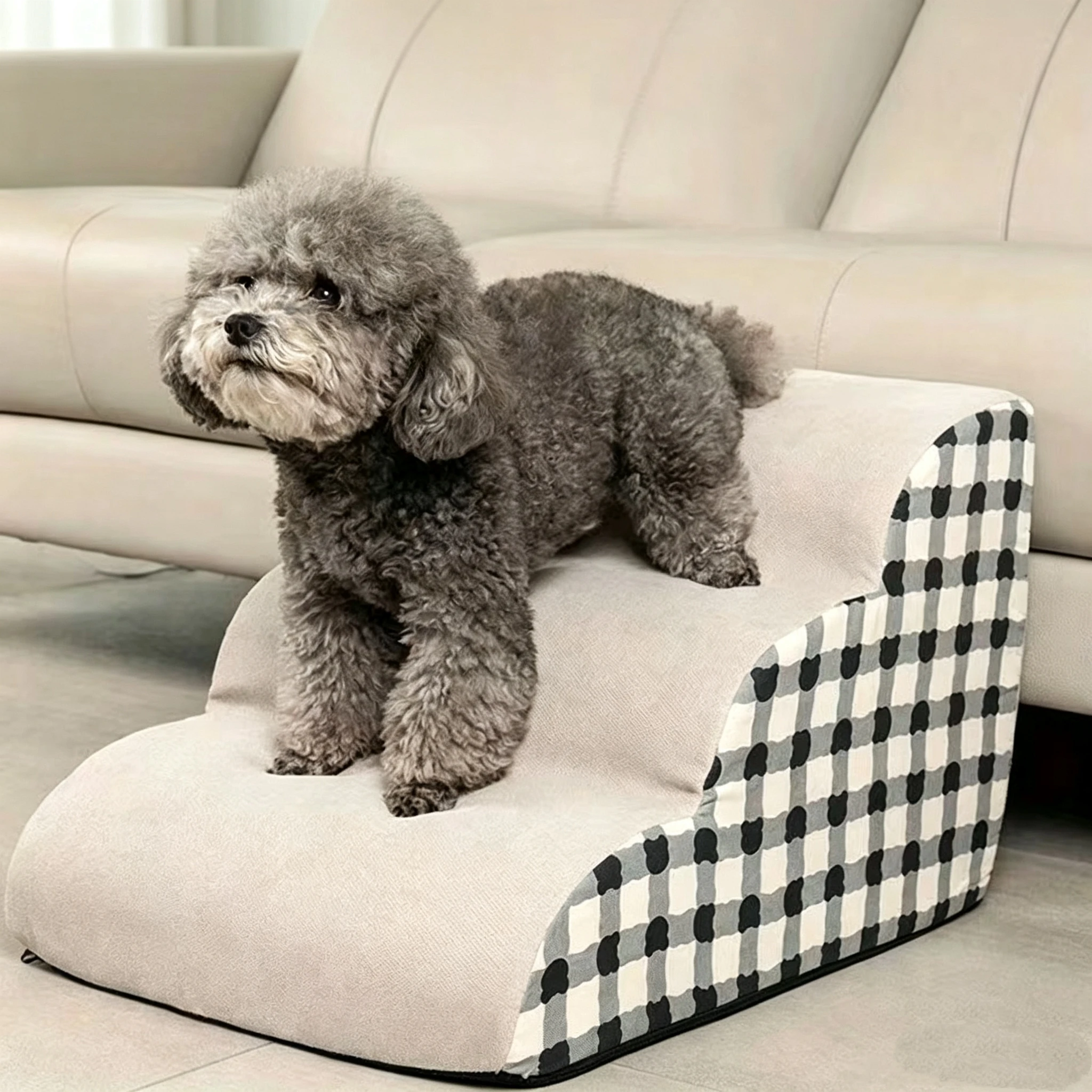 2/3/4 Steps High Density Foam Dog Secure Stairs Ramps Non-Slip Pet Steps for Older Dogs Pet with Joint Pain Sofa Bed Ladder Home view 6