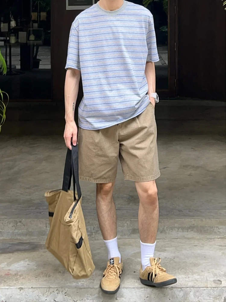 

Retro American Denim orts Men's Summer Thin Outdoor Sports Pants CleanFit Knee-Length Four-Part Pants Loose Fit Low Waist