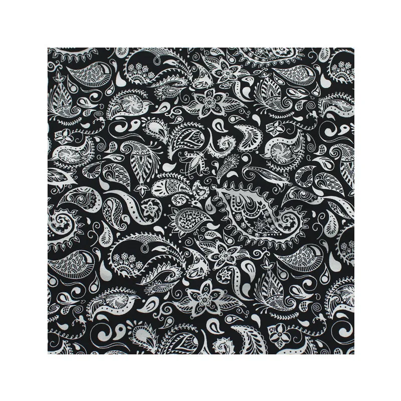 145x50cm Black and White Cashew Printed Cloth Sewing Fabric,  Phoenix Tail Ethnic Style  Colorful  Pure Cotton