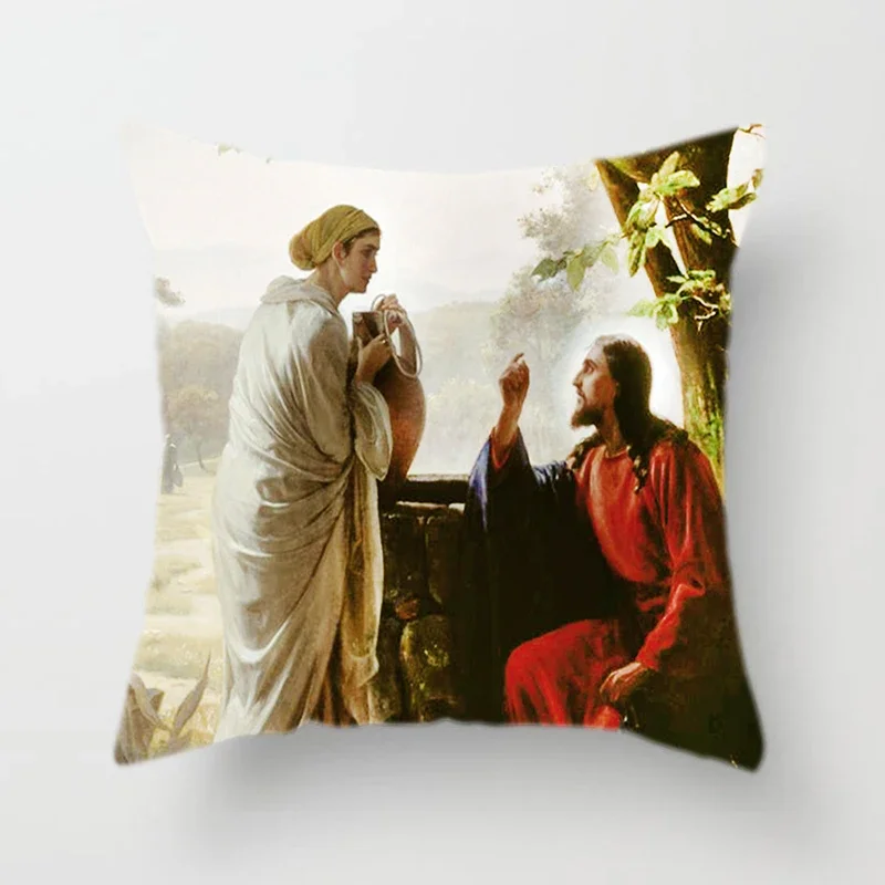 Religious Cushion Cover Jesus Girl Believers Pattern Print pillocase for Bedroom Sofa Pillow decoration
