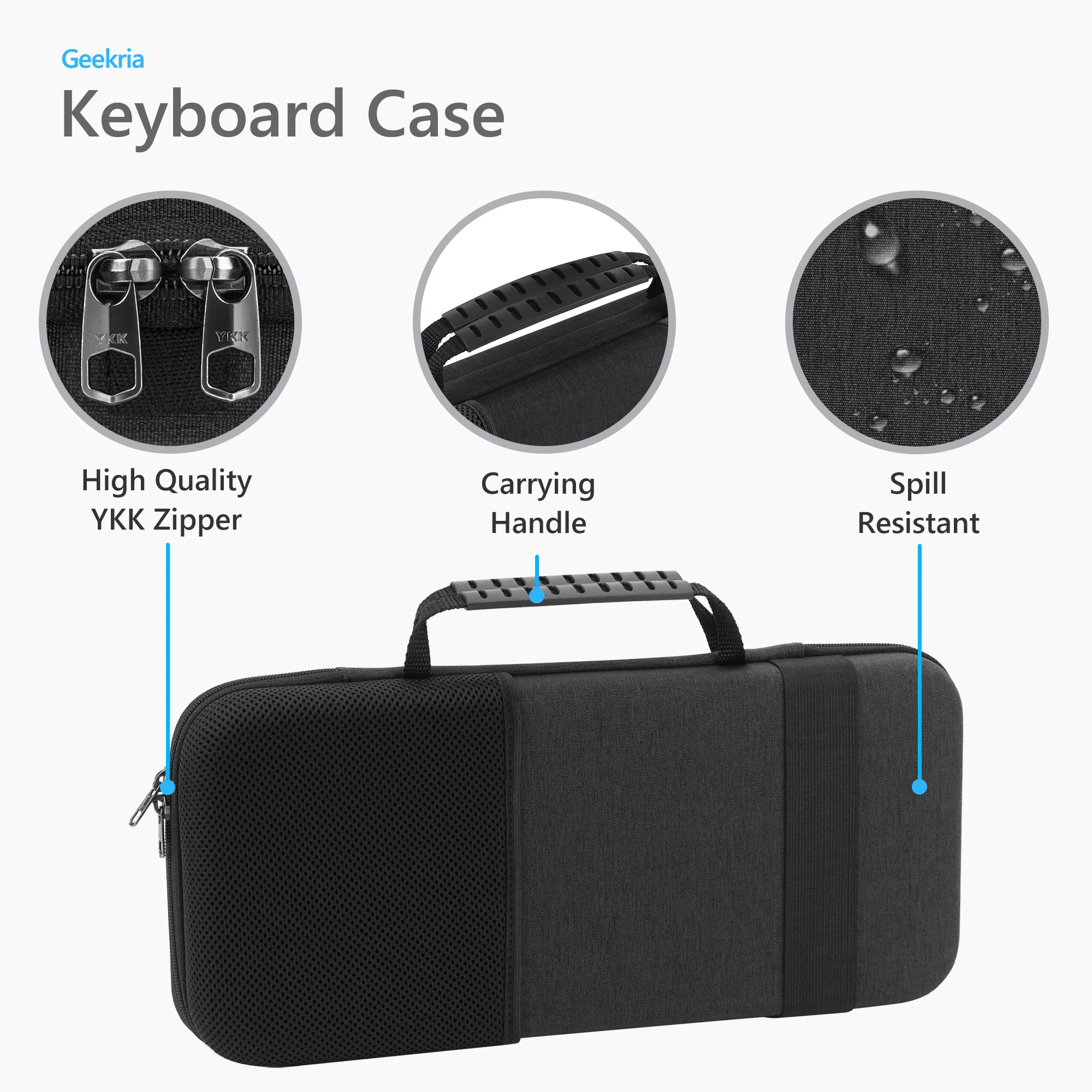 Geekria TKL Keyboard Case with Wrist Rest Support Bag for 87 Key Gaming Keyboards, Compatible with AULA F87, Huntsman V2 TKL