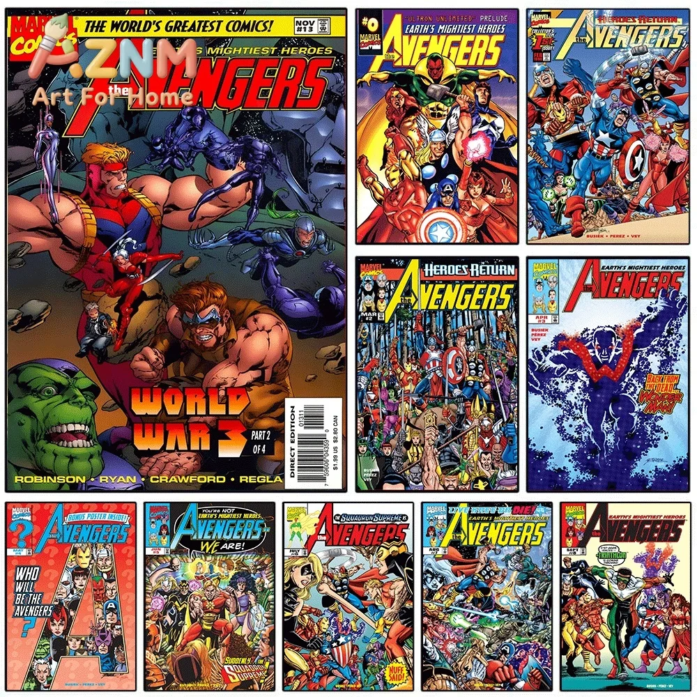 AZNM The Avengers World War 3 Comic Canvas Wall Art No Frame Vintage Superhero Print Poster For Home Wall Decoration