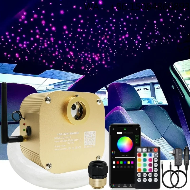 16W RGBW Twinkle 500Pcs Fiber Optic Starlight Headliner Kit LED Starry Sky Ceiling Ambient Lamp For Car Interior Renovation