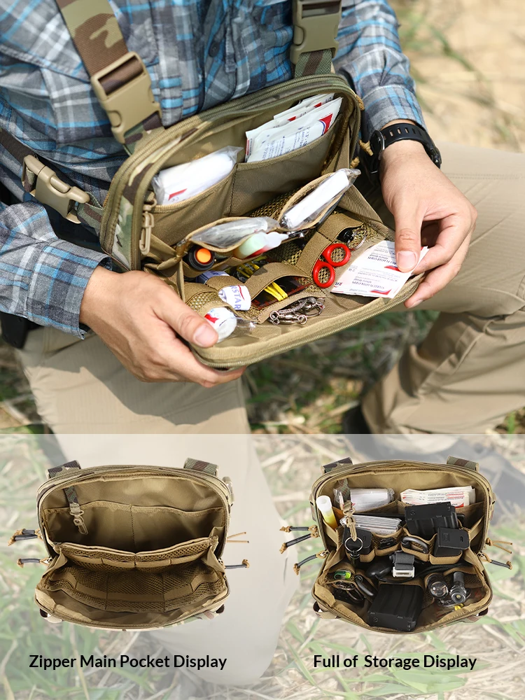 Bolsa de pecho táctica EDC, práctica bolsa de equipo de pecho Molle de 2L con compartimento CCW, correa ajustable adecuada para exteriores