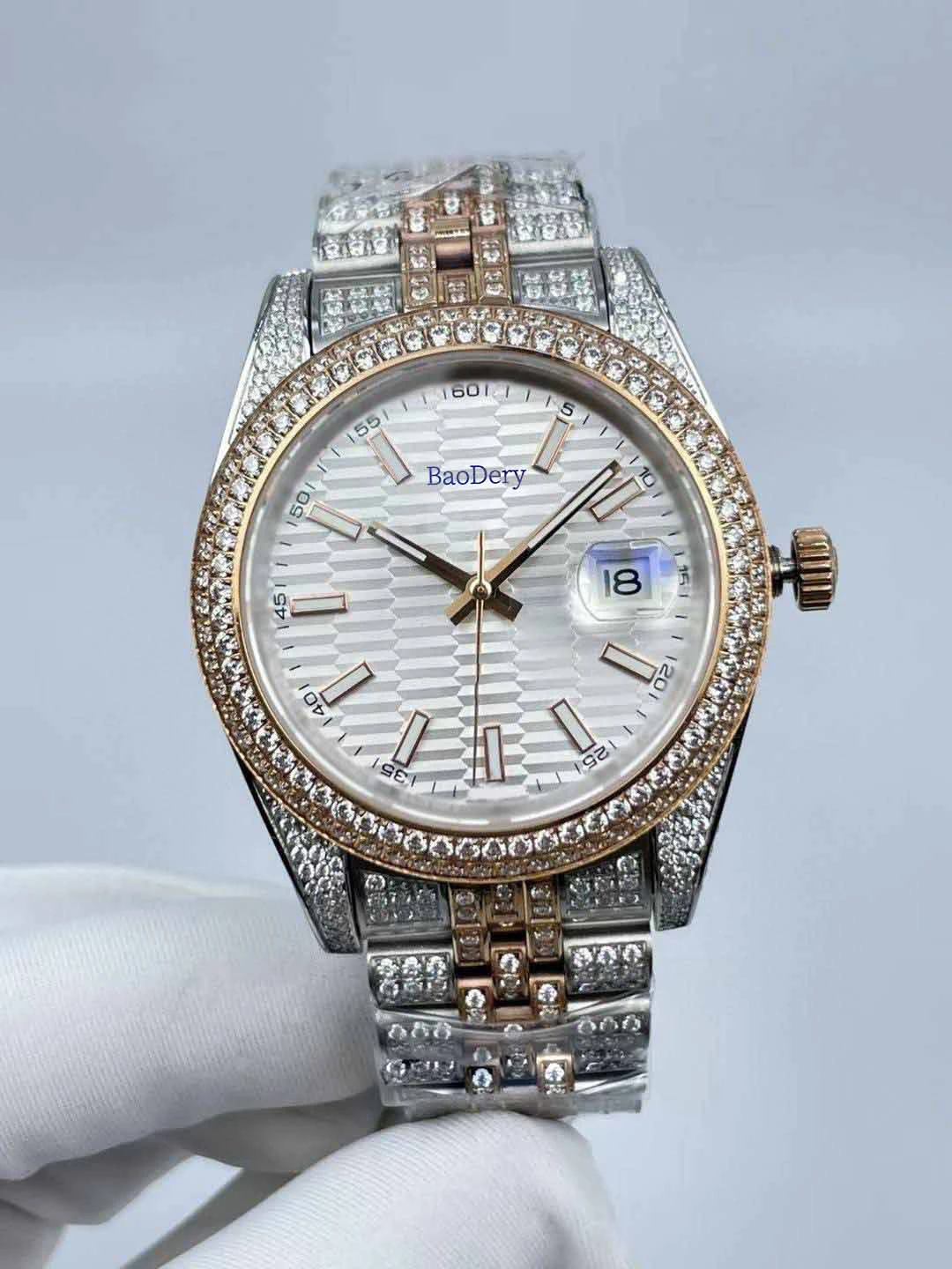 41mmElegant Men's Watches - Diamond Case, Multi-Color Dial, 41mm, Waterproof, Mechanical Movement, Full Diamond Surface, Luxury