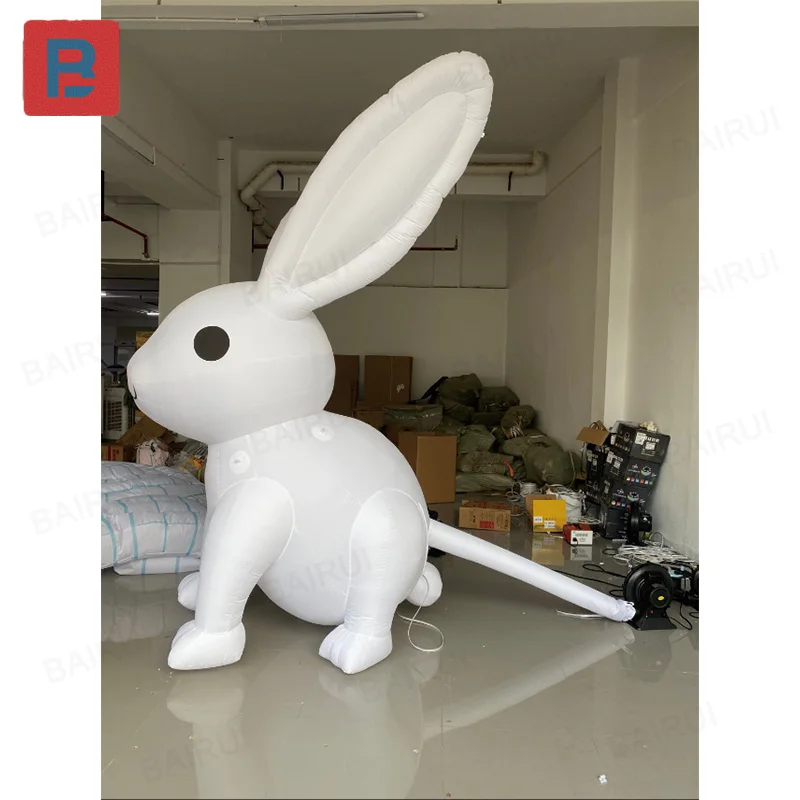 Conejos inflables, modelos de aire a base de animales con sopladores, accesorios de decoración cuadrados para exteriores y centros comerciales