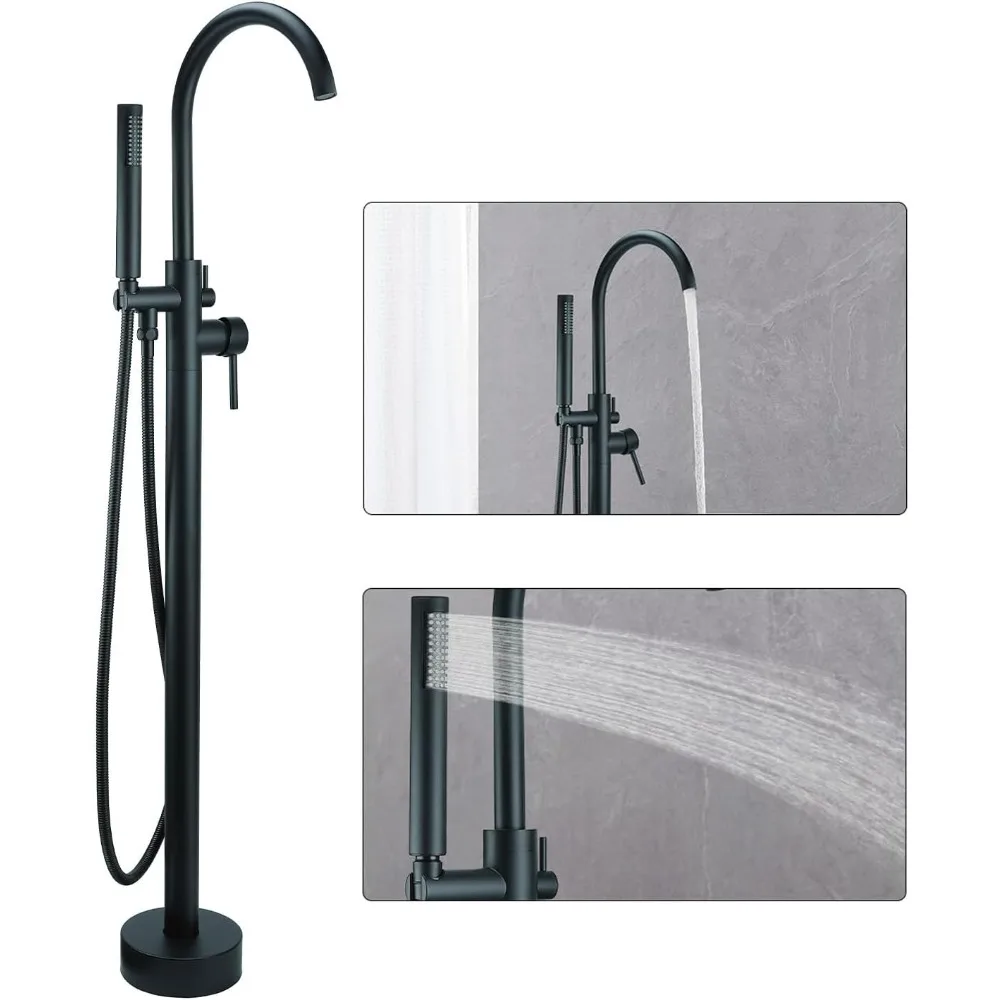 

Independent Tub Faucet System with Floor Mounting, Brass Freestanding Bath Filler, High-Performance Shower Mixer Tap
