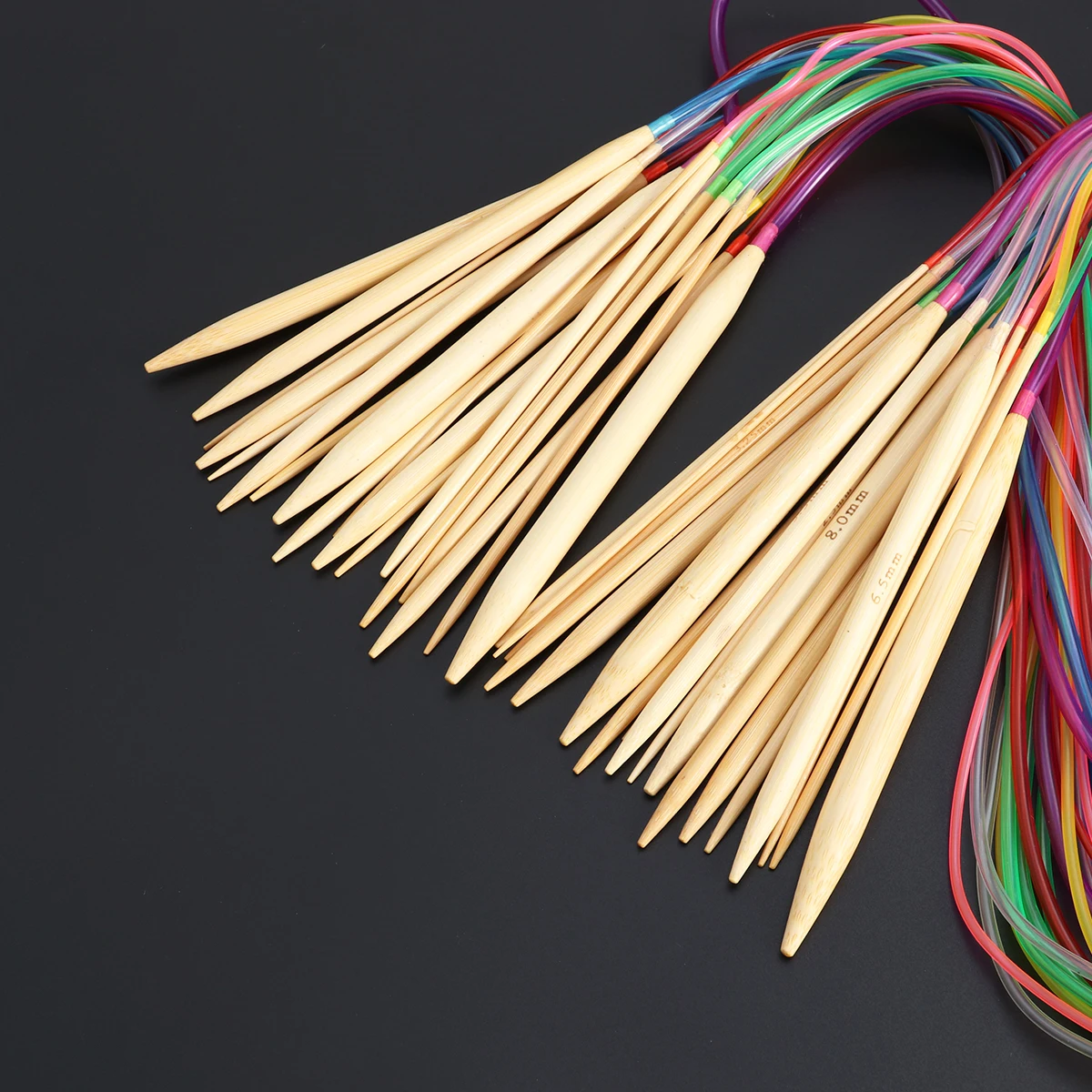 

18 Pcs Knitting Needles Set Circular Knitting Needles Colorful Tube Set 100cm Metric Sizes Lightweight Smooth Surface