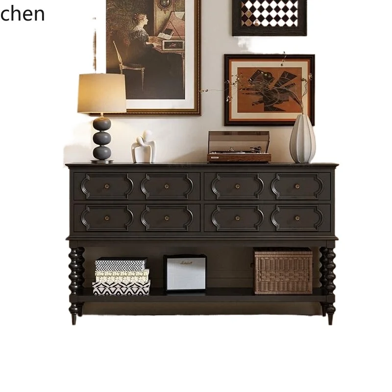 

HSN black solid wood chest, living room aisle, porch cabinet, partition cabinet, screen against the wall, storage table