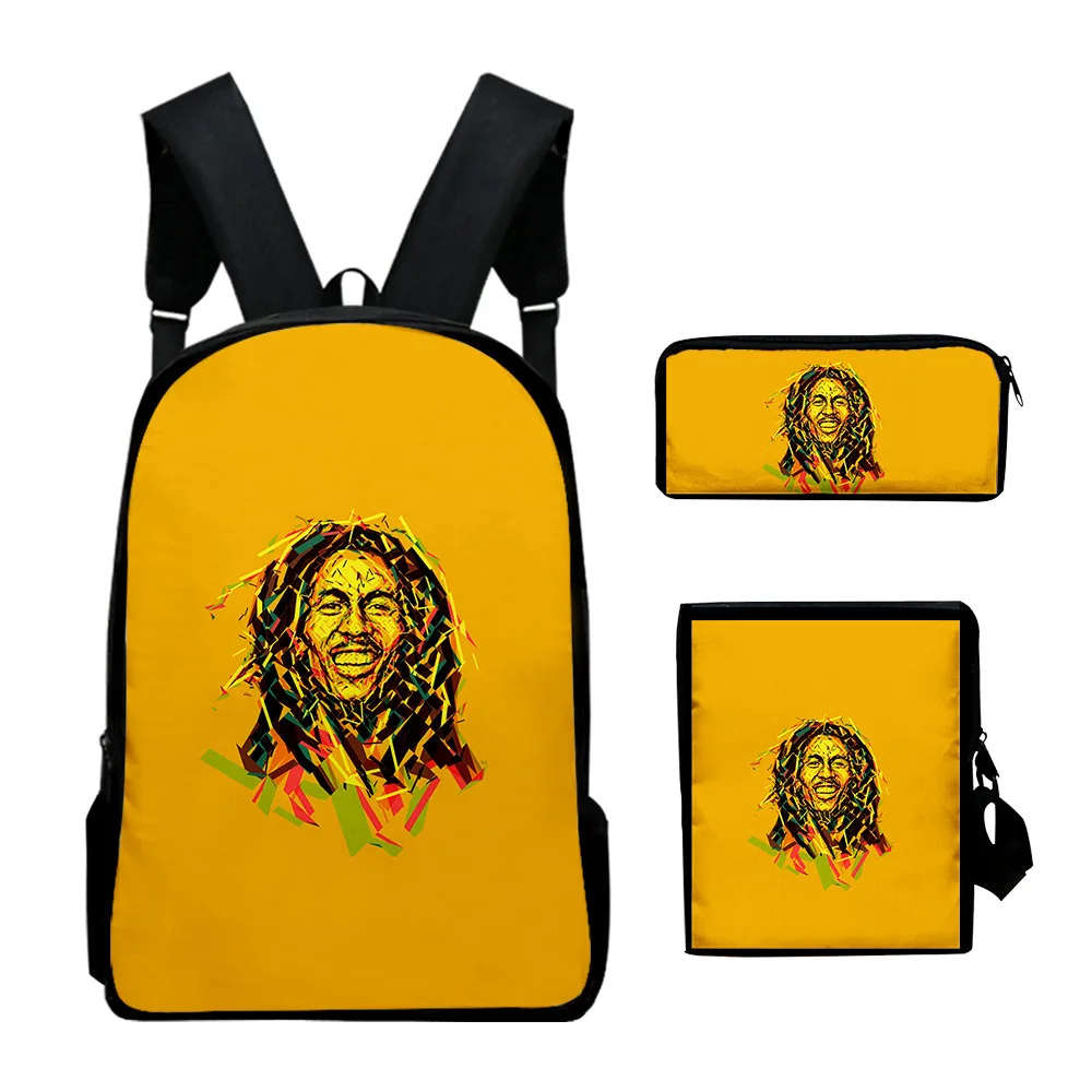 Classic Popular Bob Marley 3D Print 3pcs/Set pupil School Bags Laptop Daypack Backpack Inclined shoulder bag Pencil Case