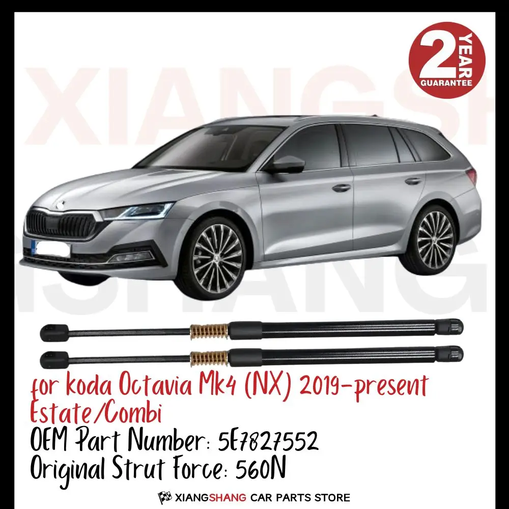 2pcs Rear Auto Open With Spring Damper for Skoda Octavia Mk4 NX 2019-present 560N Estate/Combi Trunk Boot Gas Charged Gas Struts