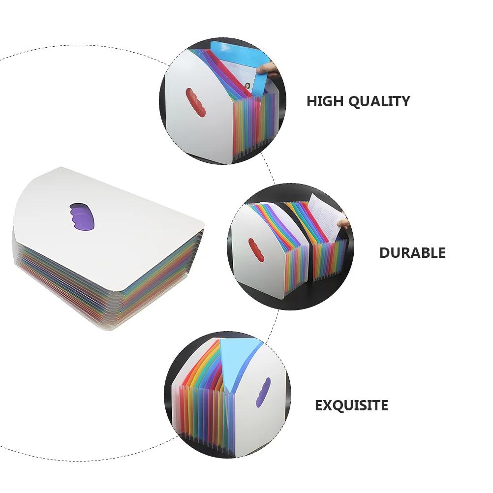 

13-Layer Rainbow Mini File Folder Plastic Document Holder Expandable Organizer for Office Classroom Paper Filing