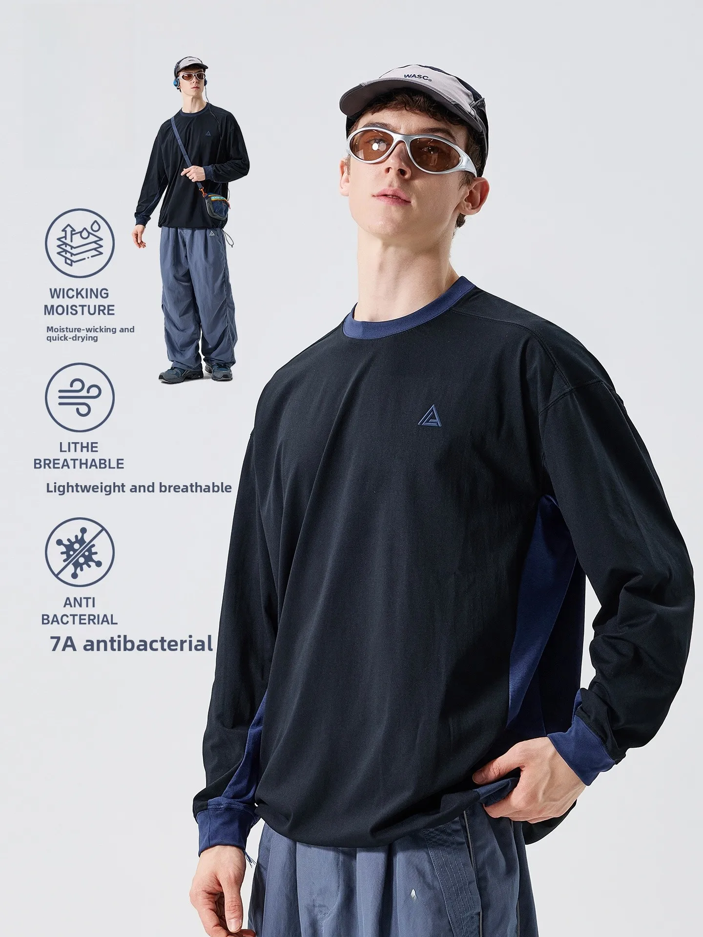 

Мужская повседневная футболка с длинным рукавом LAZY DAY TREND для активного отдыха, с цветными вставками, быстросохнущая, спортивная одежда для осени, молодежная мода