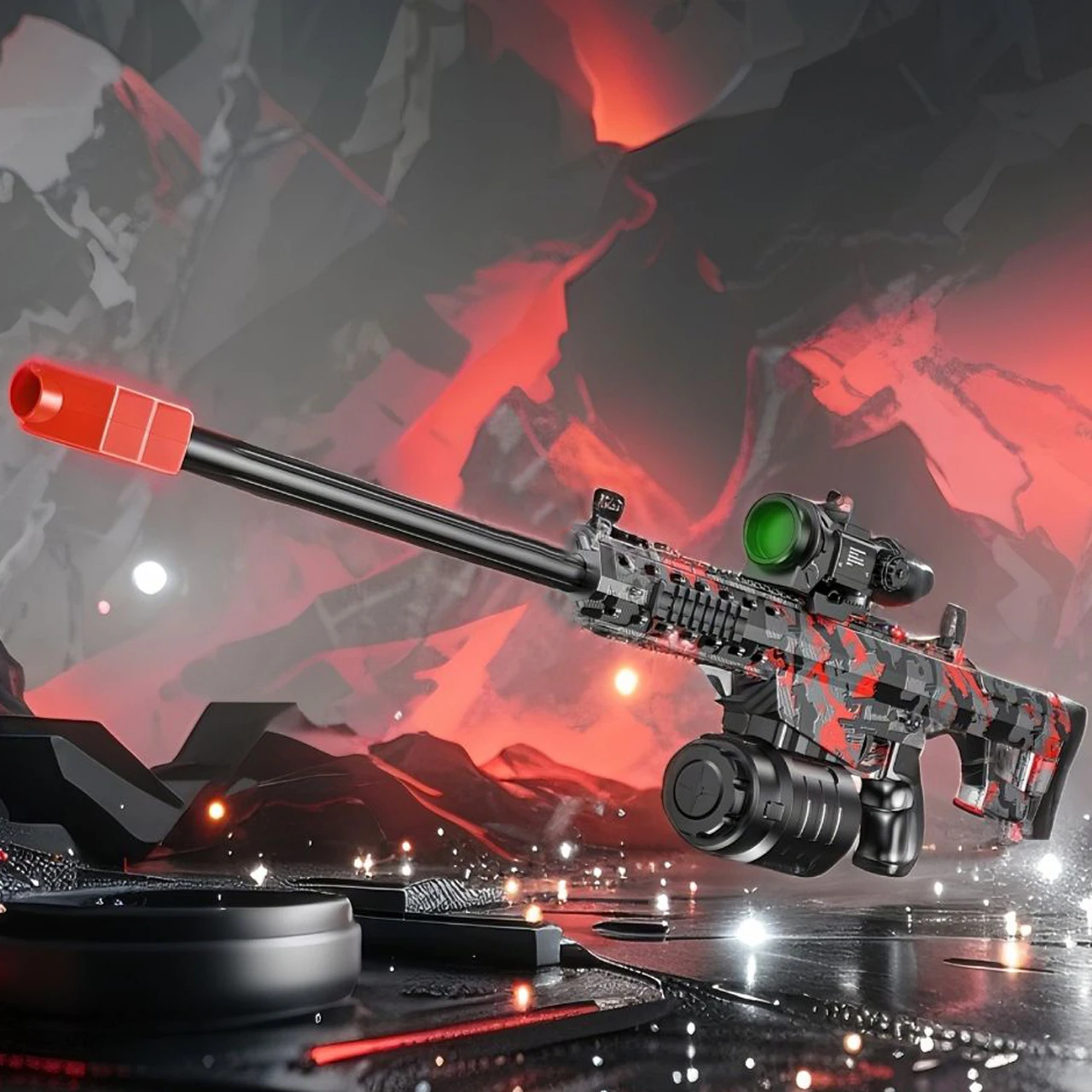 Elektryczny Gel Blaster, Podwójny Tryb Ręczny Automatyczny, Ładowanie USB, Czerwony Taktyczny Design, Zewnętrzny Strzelak Kul Żelowych