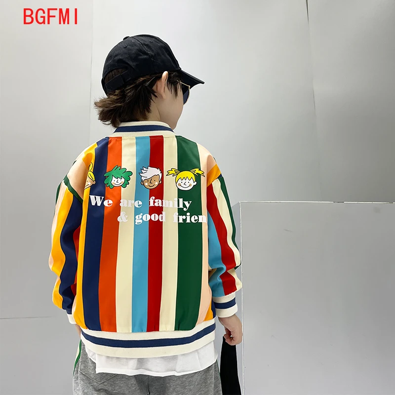 2-10T Kid Fashion Jacket for Kid Boy Coat Spring Autumn Baseball Uniform Stripe Letter Print Outerwear Baby Girl Child Clothes