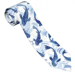 Koi Fish Dance Men Neckties Slim Polyester 8 cm Classic Blue Delft Neck Tie for Men Suits Wedding Accessories Office