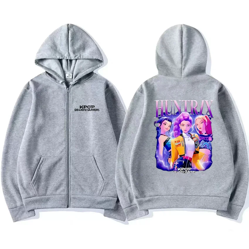 Huntrix Kpop شيطان الصيادين فيلم 2025 الرسومات هوديي الرجال النساء معطف الموضة الصوف الهيب هوب زمم سترة خمر البلوز