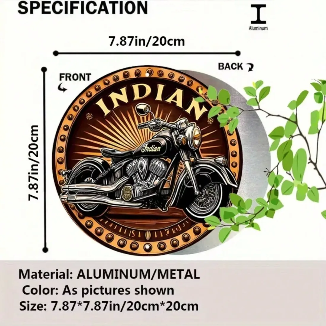 Retro Motorcycle Metal Wall Art Sign Vintage Iron Sheet with Sunburst Design