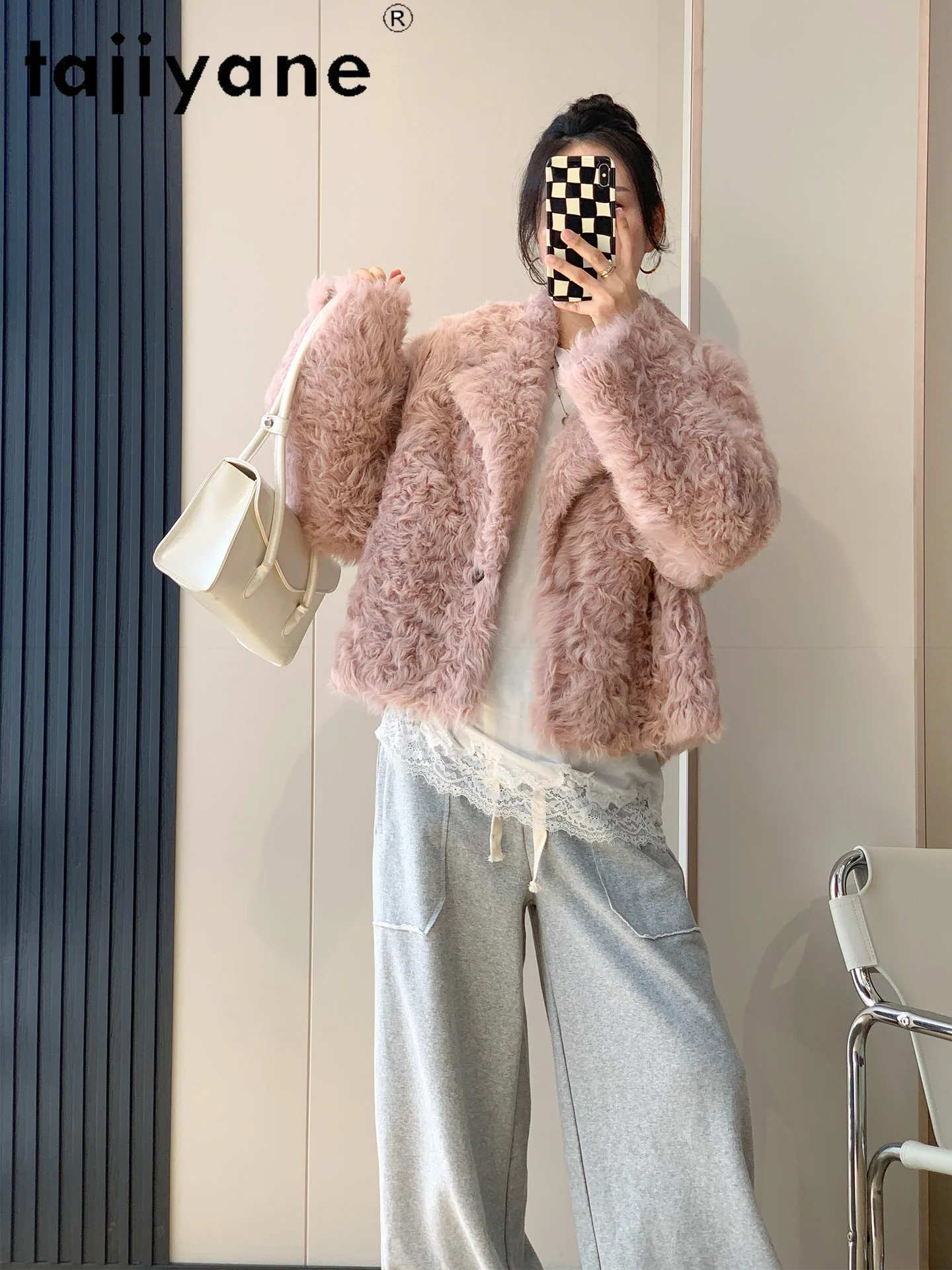 TAJIYANE 100%Natural Tuscany Wool Sheepskin Double Faced Fur Coat Woman Turn-Down Collar Real Fur Jacket Winter Clothes 2025шуба