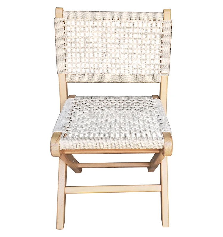 Folding Handmade Rattan Chair Wood Dining Chair Wedding Chairs Events for Outdoor Garden