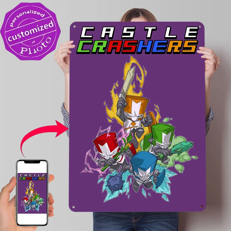 Castle Crashers Knights Metal Poster Customized Wall Art Retro Vintage Tinplate Signs for Room Decorations Man Bathroom Decor