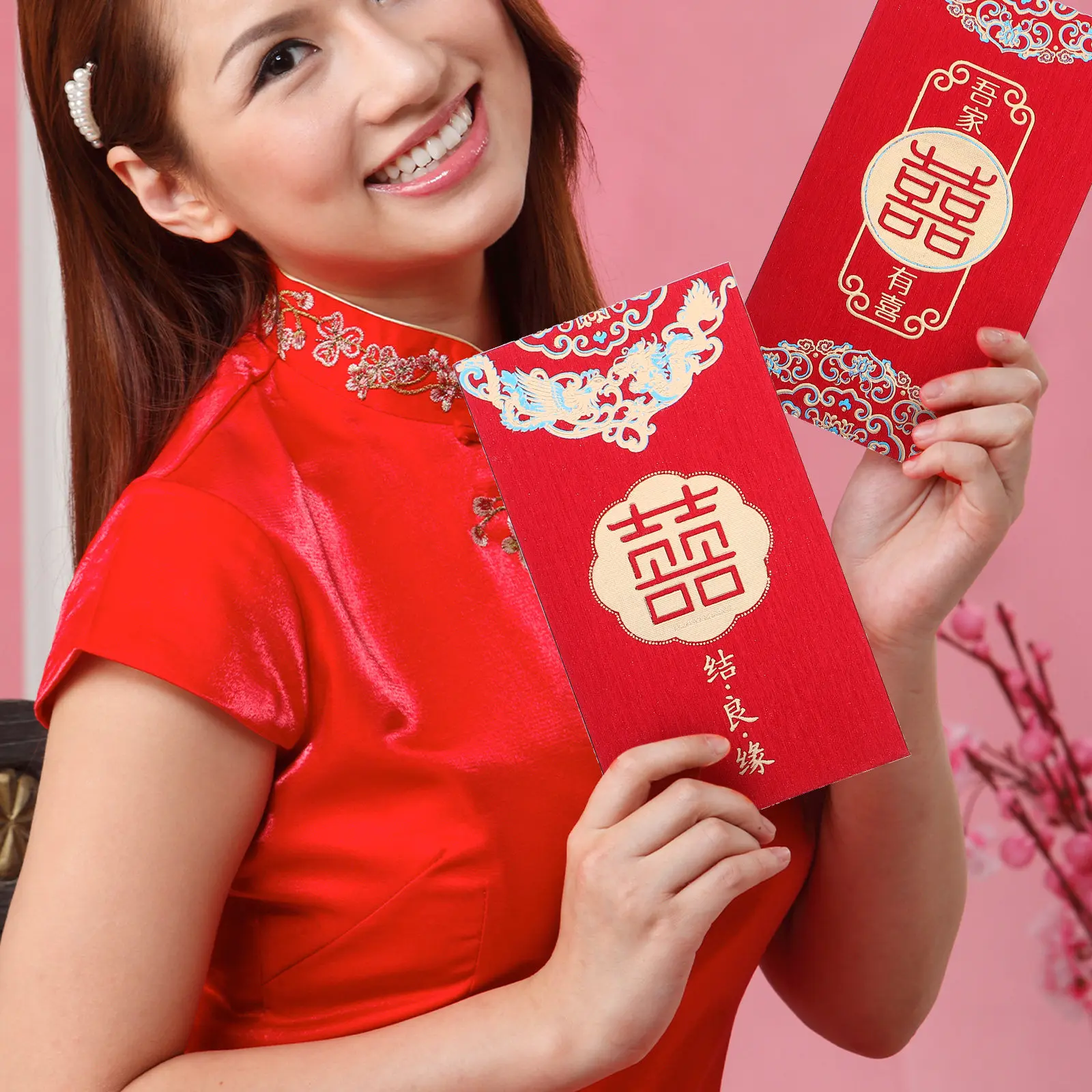 12Pcs Chinese Red Envelope Holder For New Year Party Style Envelopes Wedding Packets Traditional Money