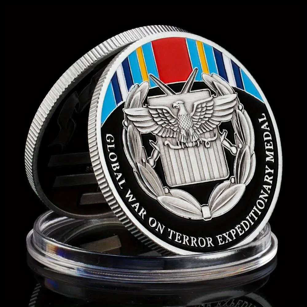 Global War on Terror Expeditionary Medal Challenge Coin Antique Silvery Plated Coin Collection Art US MilitaryCommemorative Coin