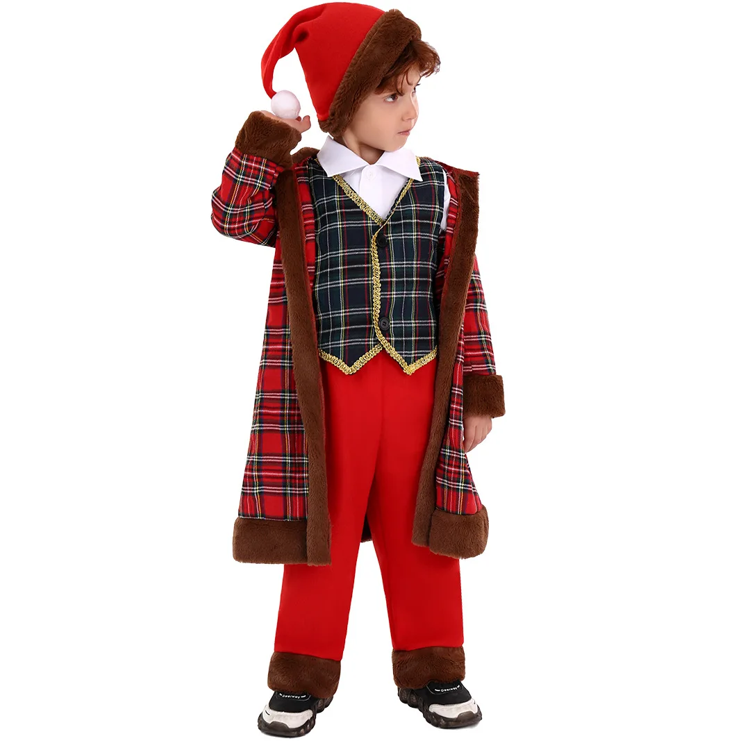 Merry Christmas Children Cosplay Santa Claus Costume School Festival Stage Costume Holiday Party Funny Fashion Cute Clothes Set