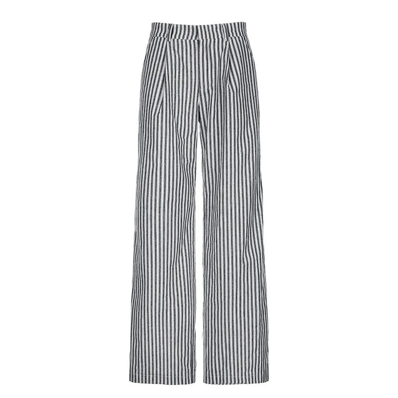 

Streetwear Striped Low Waist Wide Leg Pants Women Old Money Style Fashion Baggy Trousers Office Elegant Suit Pantalones Clothes