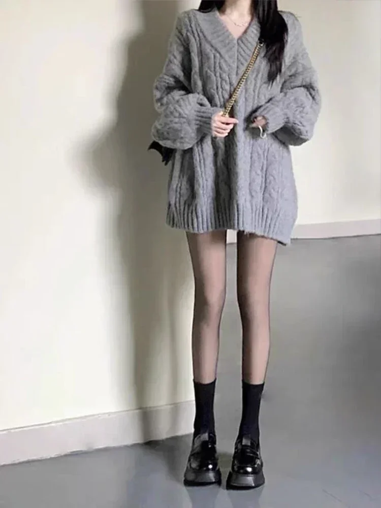 

Свитер женский зимний пуловер свитер для девочек оверсайз вязаные топы винтажные осенние женские вязаные верхняя одежда с длинными рукавами теплая тяга