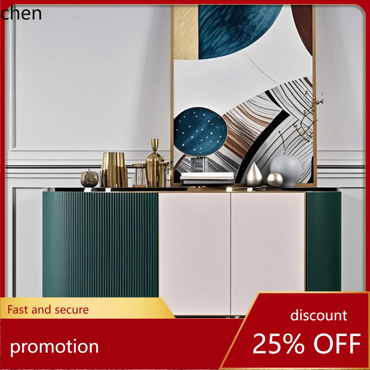 

HT Light Luxury Lacquer Sideboard Rock Board Entryway Shoe Cabinet Simple Modern Storage Wine Cabinet