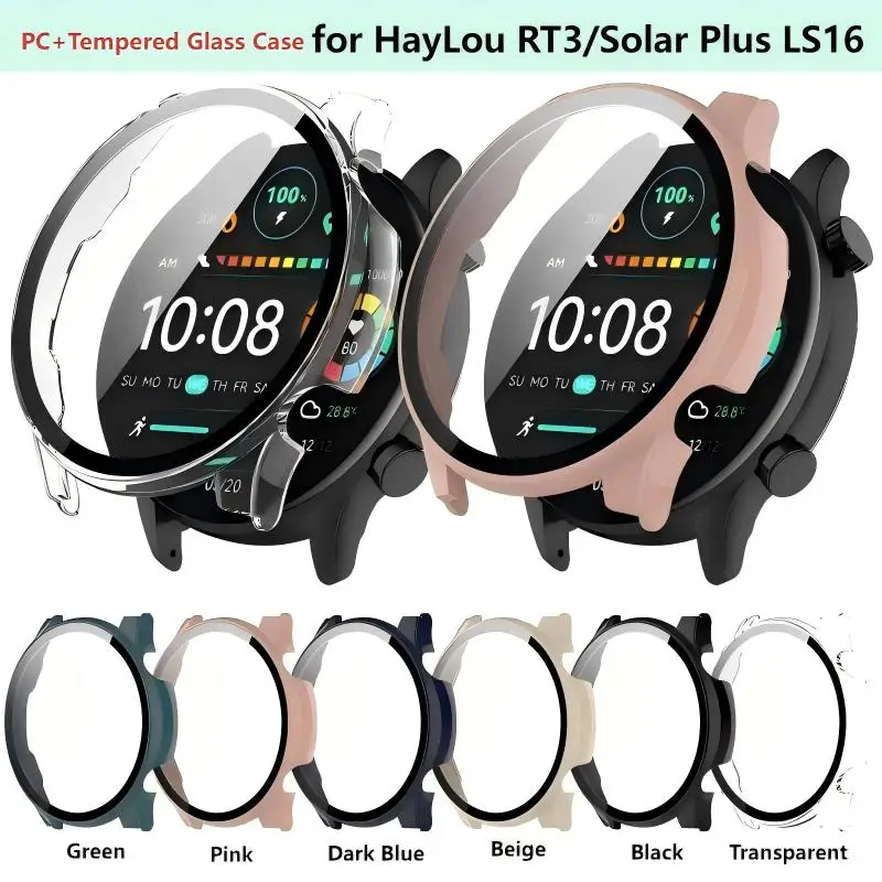 PC+Tempered Glass Case for HayLou RT3/Solar Plus LS16 Screen Protector Frame Case Protective Bumper Cover for RT3 Accessories