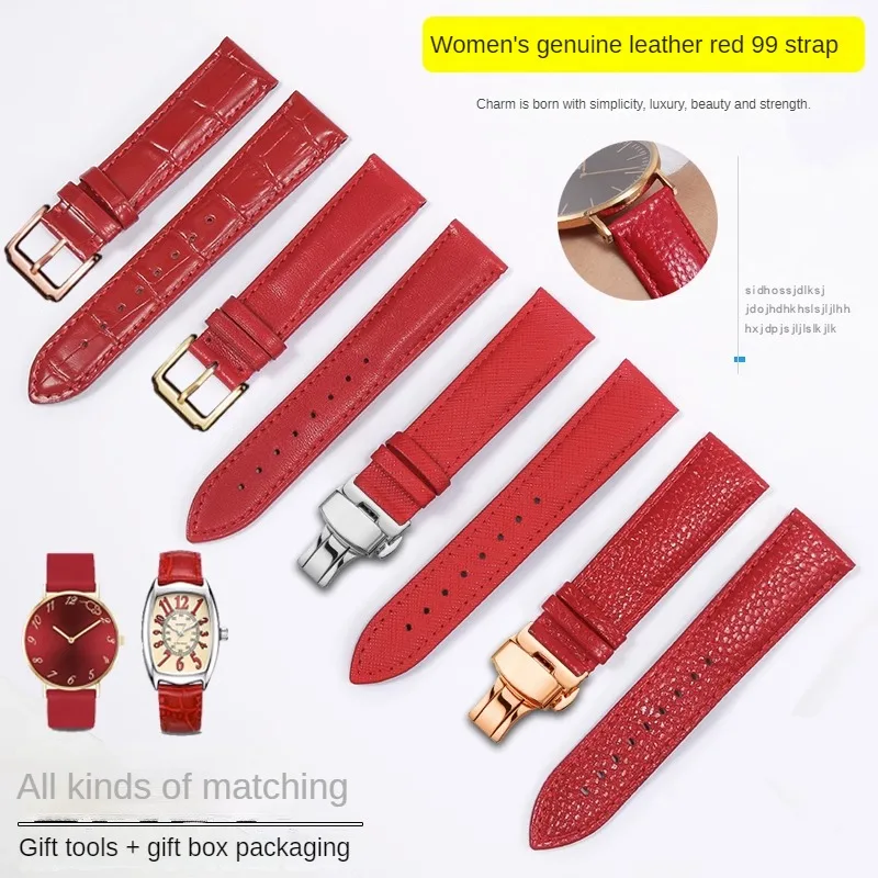 

General Brand Leather Watchband With 12/13/141/51/617/18/19/20/21/22/23/24 mm Flat Interface Cowhide Watch Strap