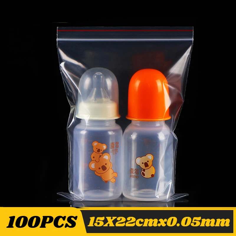 100 STKS PE Ritssluitingszak Transparante Plastic Zakken Sieraden Zip Ritssluiting Hersluitbare Poly Doorzichtige Verpakking Zakken Verschillende Grootte - afbeelding 1