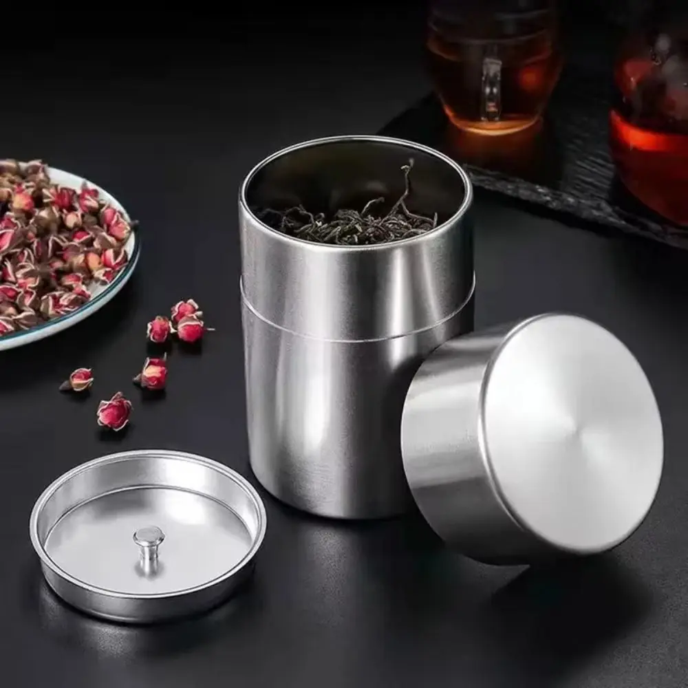304ステンレス鋼製二重蓋茶筒、気密性のある二重蓋、防臭茶箱、密封ジャー、防湿茶保存容器