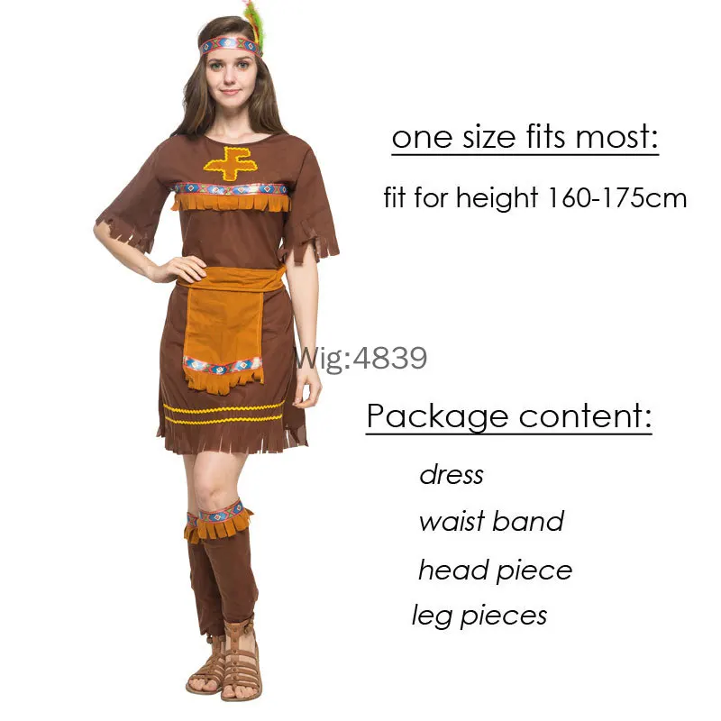 Halloween Costume Adult Couple Indian Native Clothes Women Men Primitive Man Caveman Costume Tassel Carnival Party Fancy Dress view 3