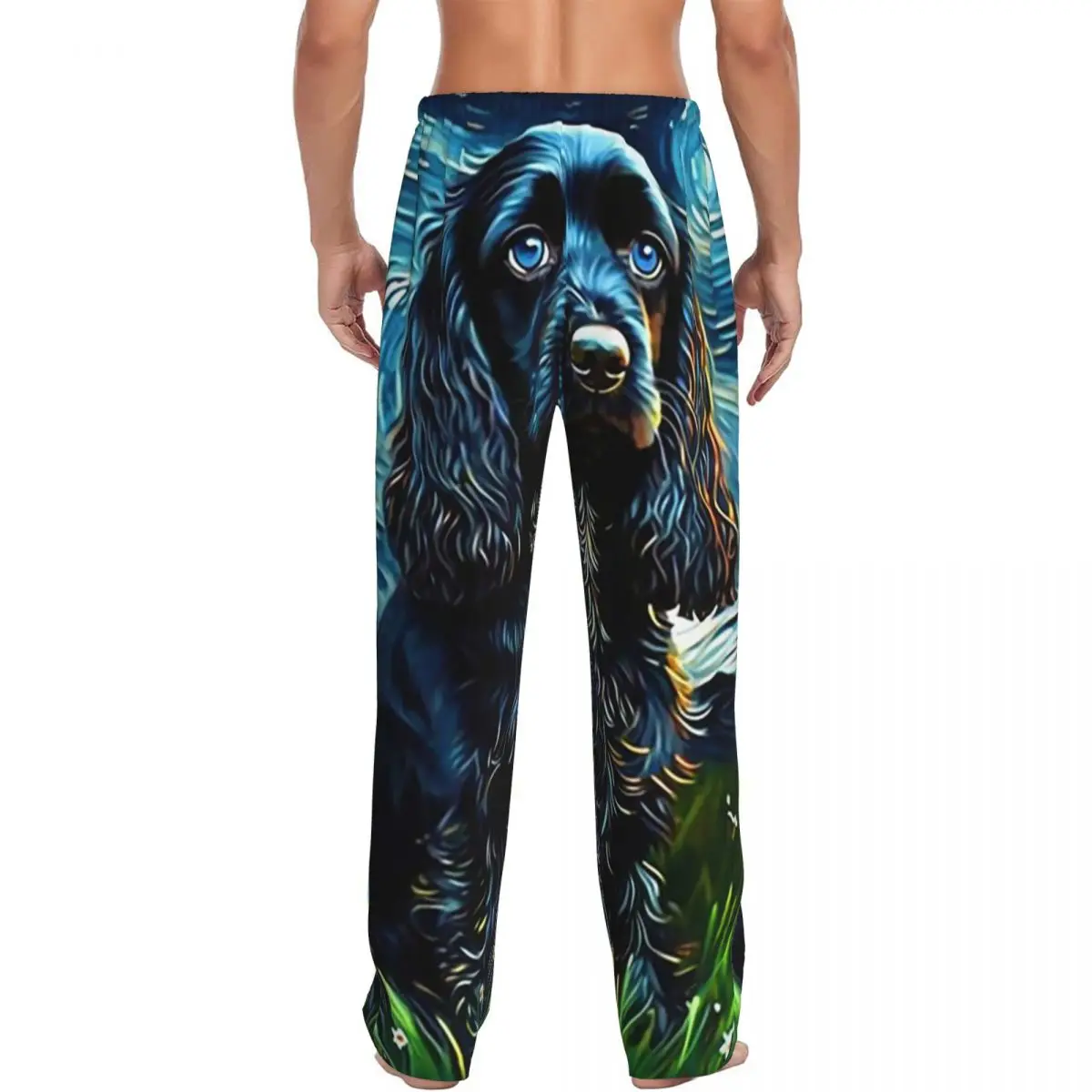 Custom A Cocker Spaniel Puppy Starry Night Men Pajama Pants Lounge Sleep Sleepwear Bottoms with Pockets