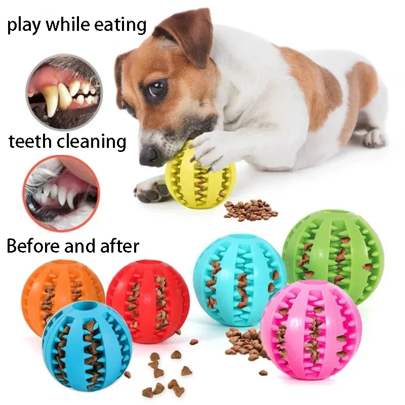

Natural RubberDog Chew Toy -Extra-Tough Treat Ball,Tooth Cleaning Interactive Elastic Ball for Aggressive Chewers,Pet Puppy Toys