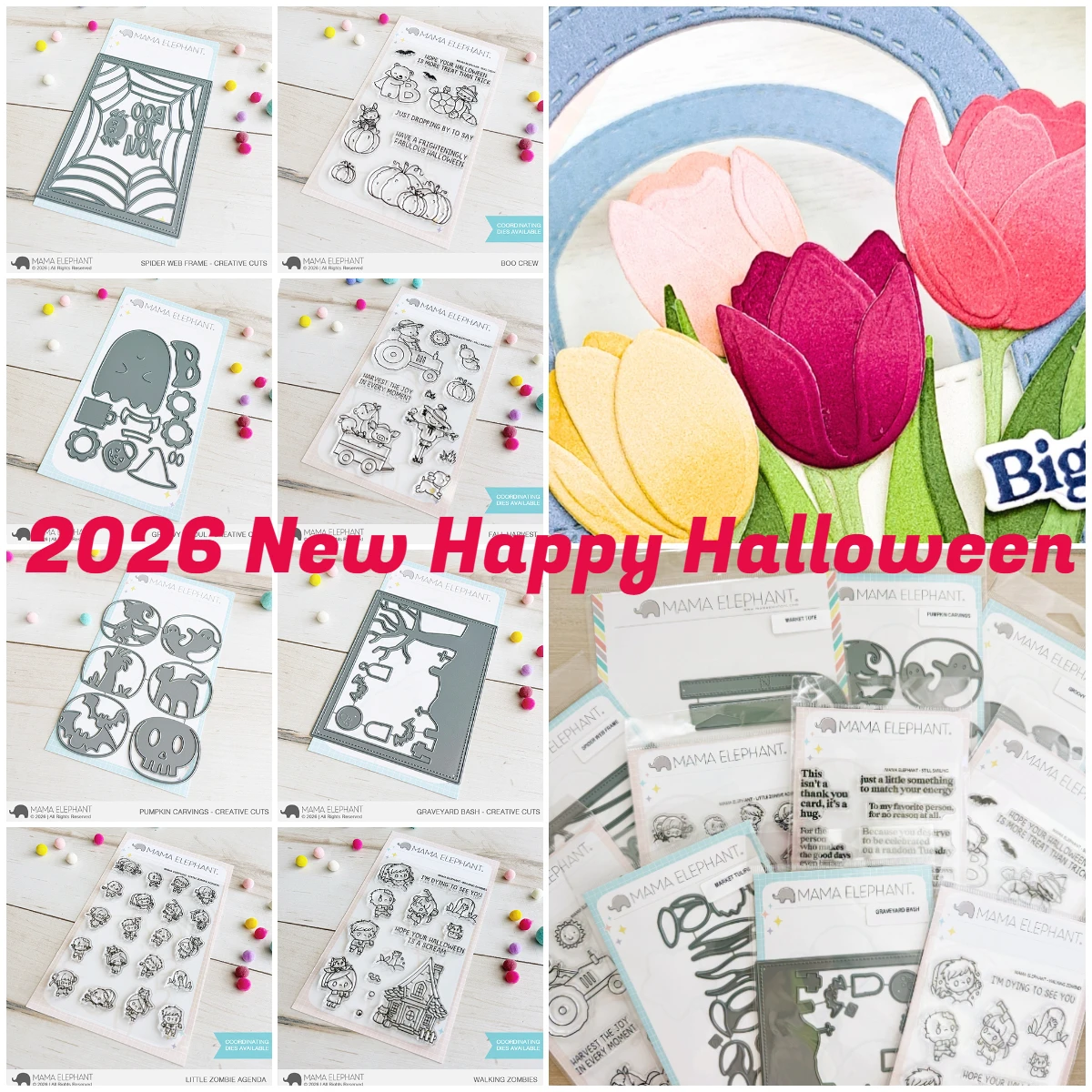 2026 Neue MAMA ELEFANT Happy Halloween Kürbis Metall-Stanzformen Stempel Scrapbooking Album Dekoration Bastelbedarf DIY Grußkarte