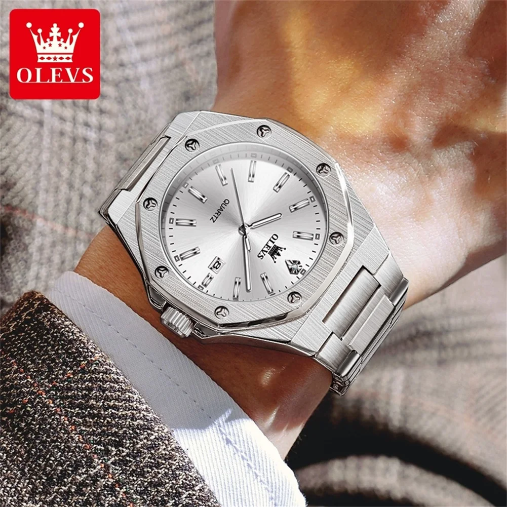 OLEVS 3613 Watches For Men Multifunctional Chronograph Wristwatch Original Waterproof Luminous Quartz Automatic Watch Reloj