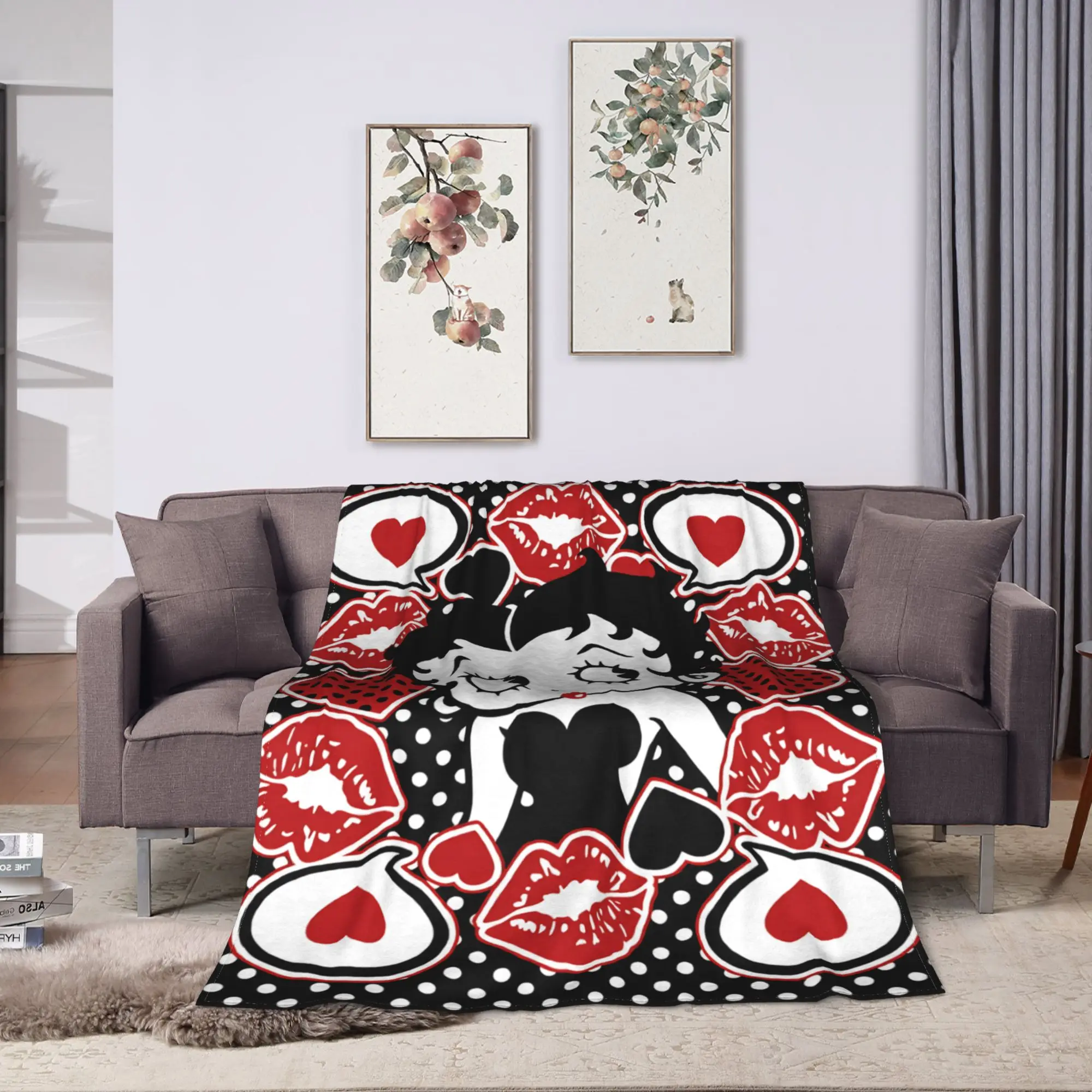 B-Bettys Boops Blanket  Super Warm Novelty Plush Throw Blanket For Bedroom Travel Office Flannel Bedspread Bed Cover
