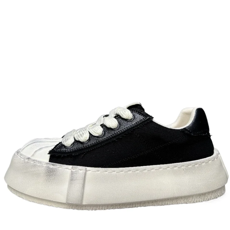 Men's European Design Height-increasing Shoes Comfortable Breathable Casual Bread Shoes Retro Style Thick Soled Canvas Shoes for