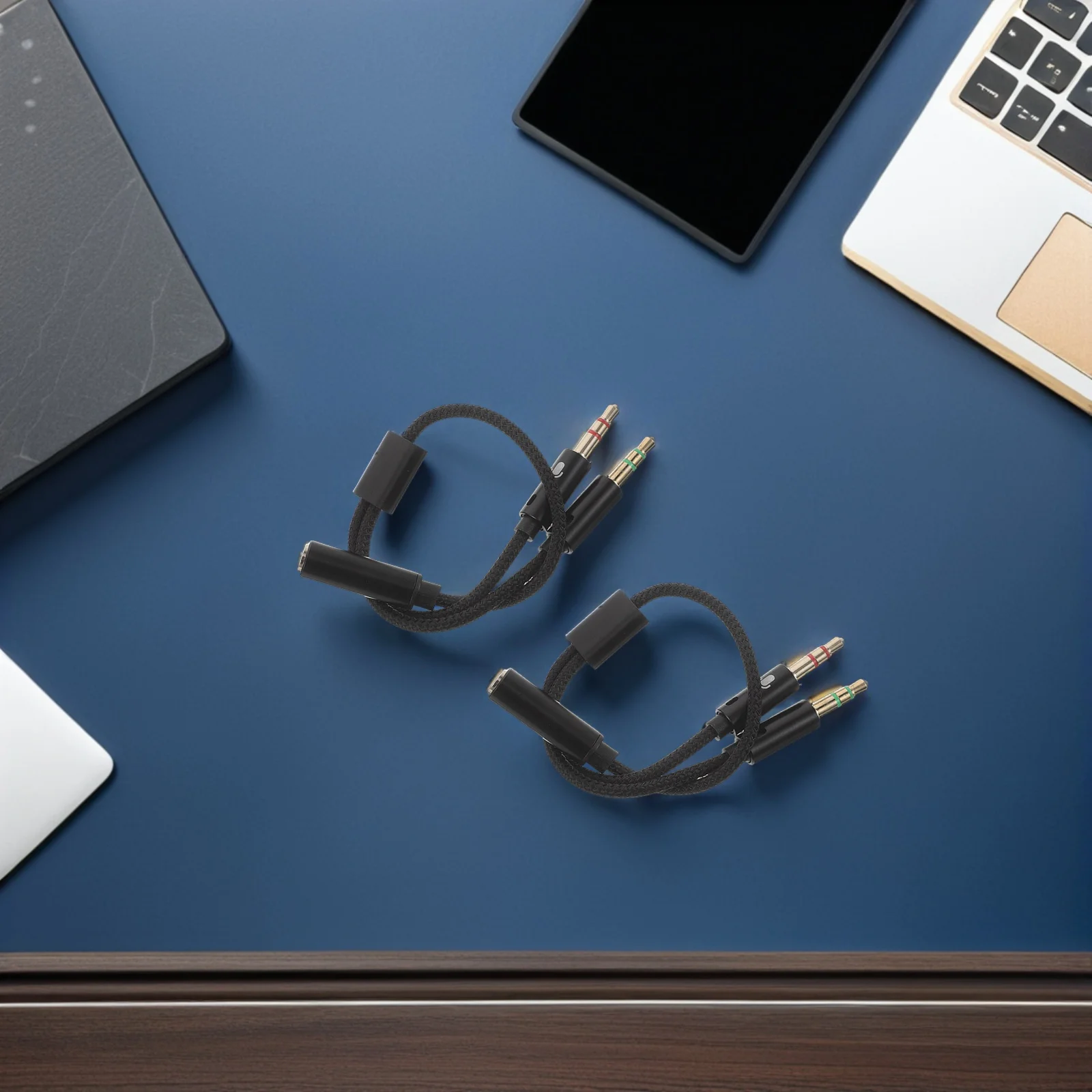 

5Pcs Earphone Adapter Aux Female to Male Mic Headphone Splitter Cable Stereo Audio Adapter for Gaming Classroom Meeting